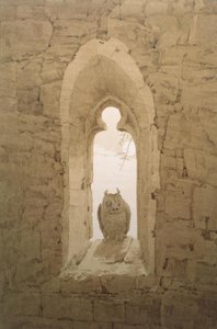 Gufo nella nicchia gotica della finestra da Caspar David Friedrich